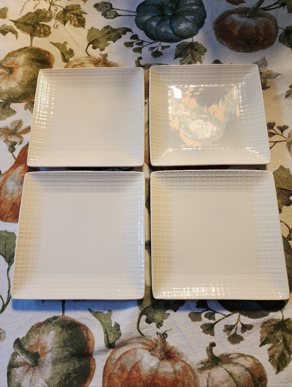 Set Of 4 White Porcelain 6 Inch Square Dishes